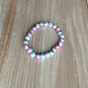 Blue and Pink Foil Marble Stretch Bracelet // Arm Candy //Cotton Candy