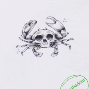 Evil Crab Tattoo Flash T-Shirt Cool Nautical Skull Black And Gray