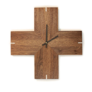 Plus Clock - Solid Walnut Wall Clock