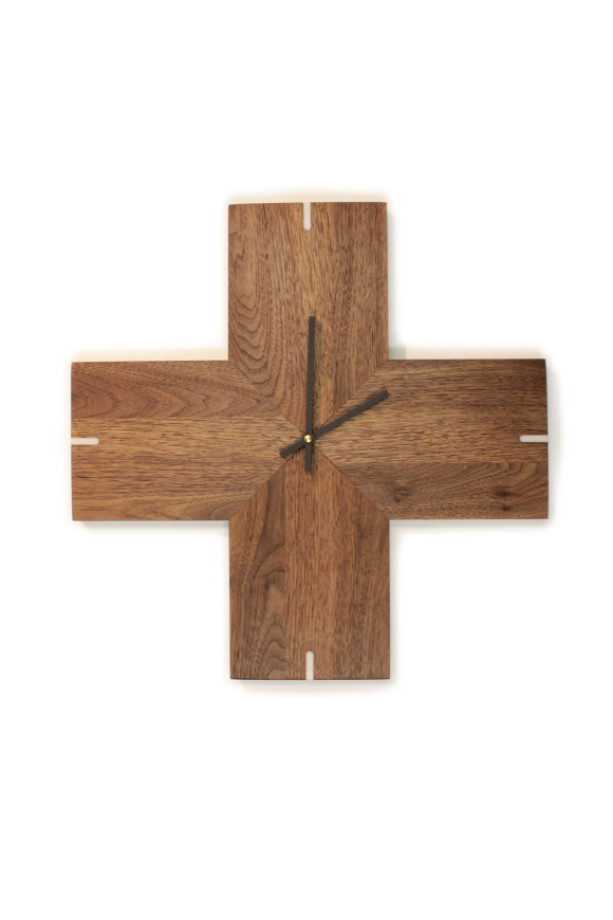 Plus Clock - Solid Walnut Wall Clock