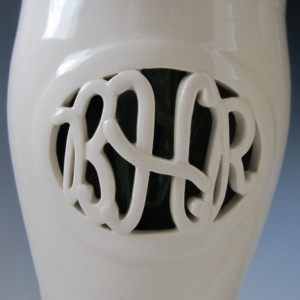 Tall Cursive Monogram Vase - 3 letters