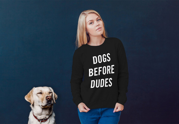 Dogs Before Dudes Unisex Crew | Dog Sweatshirt | Adult Clothes | Unisex Sweatshirt | Animals | Pets | Dogs | Dog Lover | Funny Sweatshirt