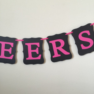 Cheers Banner, Black and Pink, Bachelorette Banner, Bachelorette Party, Bachelorette Decoration