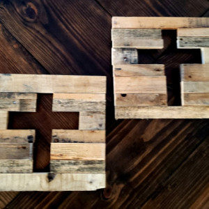 Set of 2 pallet wood art crosses. Handmade.
