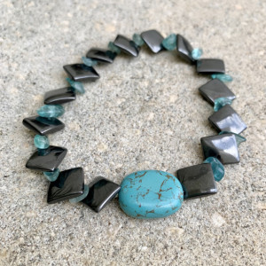 EARTH "Elan" Hematite, Aqua and Turquoise Bracelet