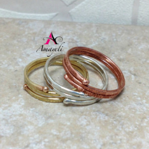 Stackable rings, mixed metals, Midi rings, stacking rings, copper, silver, brass, gold rings, layered, three ring set, ring set