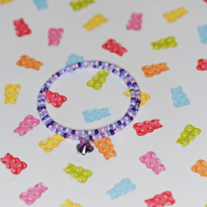 Purple & Pink Seed Bead Mix Memory Wire Bracelet