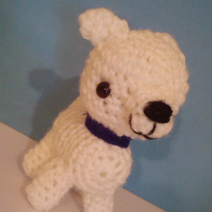 Crochet White Pit Bull Puppy Plush Toy Amigurumi