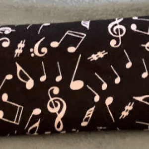 Handcrafted lavender rice pillow musical notes fabric