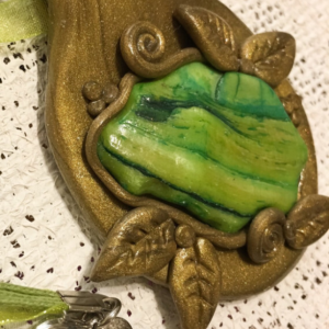 Metallic Gold Hand Sculpted Polymer Clay Pendant
