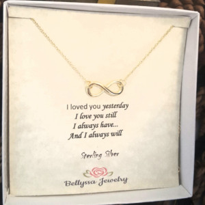 Womans Sterling SilverYellow Gold Plated Eternity Pendant Necklace,Pendant,Sisters Jewelry Gift,Trendy Jewelry,Best Friends Jewelry,Love