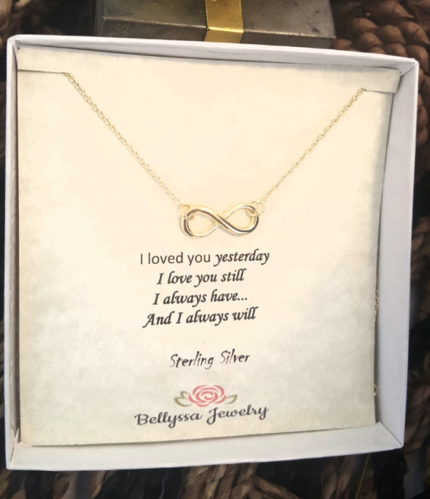 Womans Sterling SilverYellow Gold Plated Eternity Pendant Necklace,Pendant,Sisters Jewelry Gift,Trendy Jewelry,Best Friends Jewelry,Love