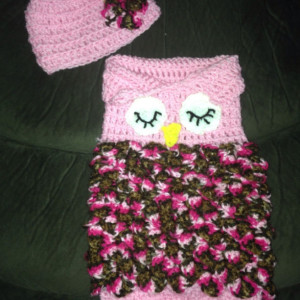 Baby Owl Sleep Sack, Swaddler Owl Baby Sack, Owl Cocoon, Owl Photo Prop, Can be made in other colors!