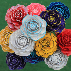 6 Customizable Hand-Painted Cedar Rose Pine Cone Flower Bouquet