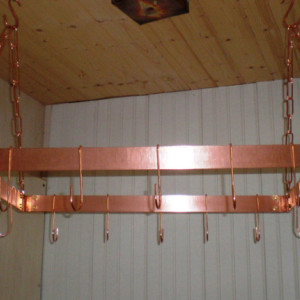 18 X 24 Inch Hanging Solid Copper Pot Rack with 16 hooks and 64 inches of copper chain FREE U S Shipping