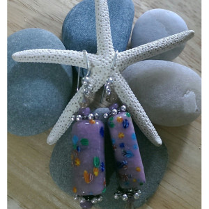 Lilac Purple Lampwork Earrings