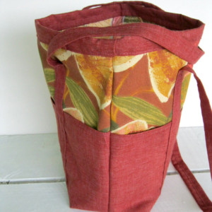 Handmade 6 Pocket Unlined Tote Bag, fall tote, summer bag, shopping bag, tote bag for books, carry all, market bag, womens tote