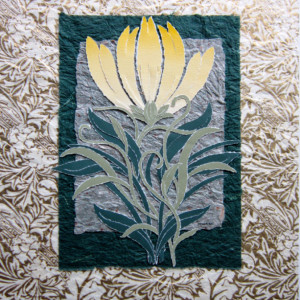 Handcrafted - Torn Paper Pale Yellow Lily, 11 X 14