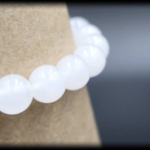 White Jade Solid Gemstone Bracelet for Wisdom and Friendship