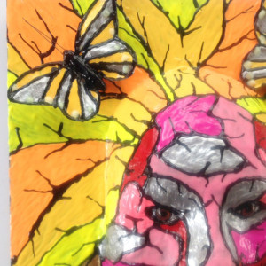 Butterflies and Female Face Modern Art Painting/Sculpture ORIGINAL 12x12 by Anthony Saldivar