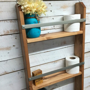 Ladder shelf, rustic bathroom shelf, ladder storage, ladder shelving unit, wood wall shelves, wooden wall shelves, ladder, shelf