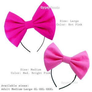 LARGE Adult Hair Bow Headband or Hair Clip Big LG Cosplay Costume Flannel Bow Red Black Pink Bright Pink Blue White Yellow Padded Bow