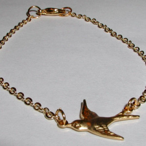 Small Gold Swallow Bed Bracelet Little bird Gold Filled Chain