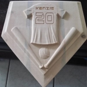 Personalized Home Plate Baseball/Softball V Carved Wooden Sign