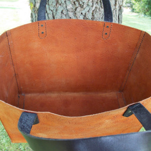 Leather bag, Patterned Leather Market Bag, or leather shopping bag.