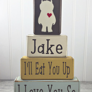 I'll eat you up I love you so where the wild things are monster wild rumpus baby shower birthday centerpiece baby nursery custom personalize