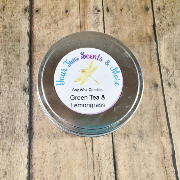 Green Tea & Lemongrass Vegan Candle, Soy Wax Candle, Natural Soy Candle, Eco Friendly, Scented Soy Candle, Handmade Candle, 8 Oz Candle Tin