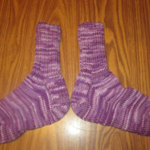 Hand Knit Adult Winter Socks- Purple Tones