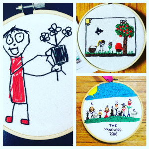 6 inch Hoop, Your Child's Art Work, Your Child's Drawing, Custom Embroidery Hoop, Embroidered Wall Hanging, Custom Artwork, Embroidered Children's Art