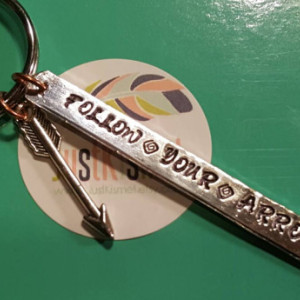 Follow your arrow- handstamped keychain