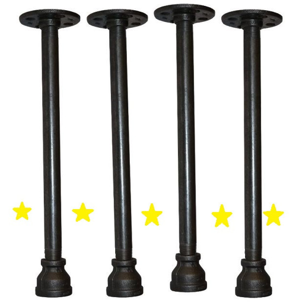 Industrial Black Iron Pipe Table Legs , INCLUDES 4 Complete Table Legs 3/4" Diameter 6", 7", 8", 9",10", 11",12", 18", 24",30" & 36"  "DIY"
