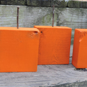 Pumpkin Orange Wood Display Blocks - Set Of 4