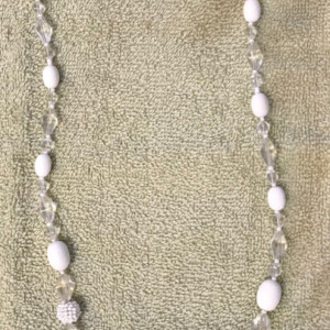 Crystalline White handmade beaded necklace 32" long