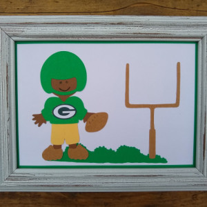 5" x 7" framed Green Bay Packer football player paper doll