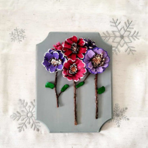Pinecone floral wall art decor