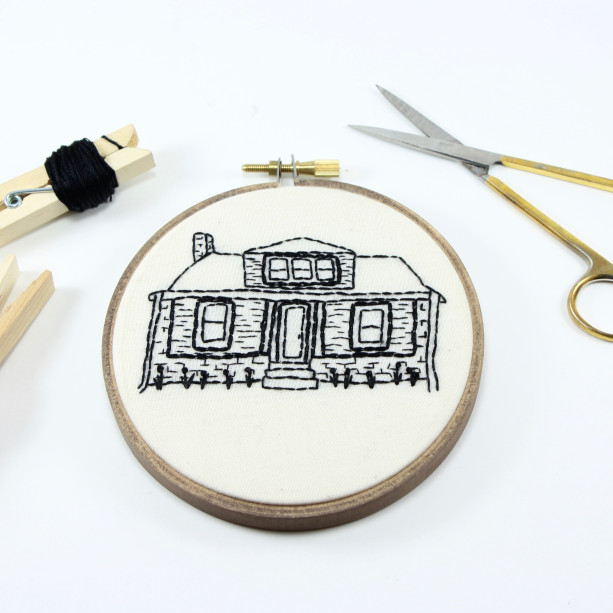 4" Custom Embroidery House Portrait