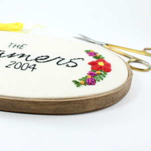 Floral Last Name Custom Embroidery Hoop Art