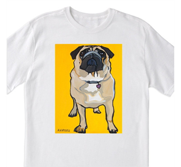 POP Art- "Pug with Yellow Background"- 100% Cotton T-Shirt for Men, Women & Youth by A.V.Apostle