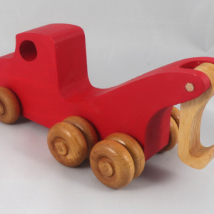 Handmade Wooden Toy Tow Truck 482847326