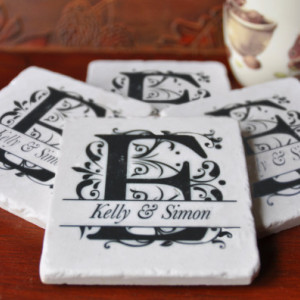 Monogrammed Coasters. Ideal for Wedding, Anniversary, Birthday, Christmas, Valentines Day, a Variety of Options, Unique Gift. Handmade
