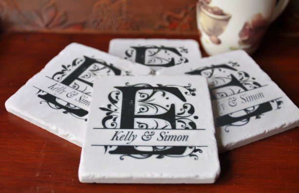 Monogrammed Coasters. Ideal for Wedding, Anniversary, Birthday, Christmas, Valentines Day, a Variety of Options, Unique Gift. Handmade