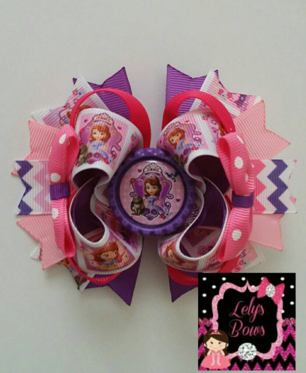 Sofia the first inspired Stacked Boutique Hair Bow - Sofia Hair Bow - Sofia Hair Clip - Sofia Birthday - Princess Sofia Bow - Sofia Bow