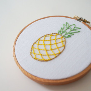 Pineapple Embroidery Hoop, Hand Embroidery, Embroidery Hoop Art, Pineapple Art, Embroidered Pineapple, Nursery Wall Decor, Pineapple Nursery