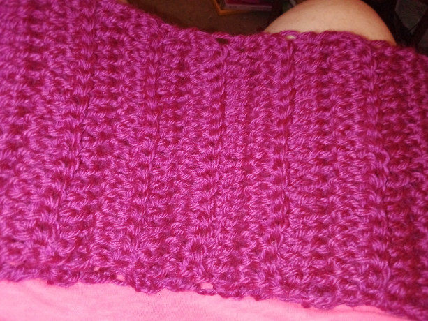 Plum Purple Crochet Ribbed Scarf for Women
