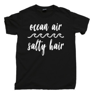 Ocean Air Salty Hair T Shirt, Beach Sand Sun Tan Sunshine Men's Unisex Cotton Tee Shirt