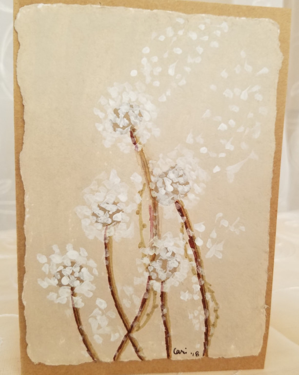 Hand-painted Dandelion Blank Notecards, 5-Pack